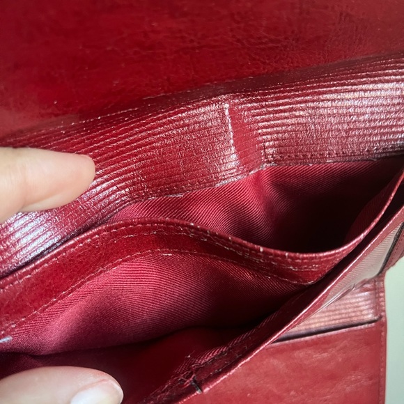 Fossil Wallet Vintage Red Leather Wallet Billfold Trifold Handbag Y2K Coin Pouch - Picture 7 of 8